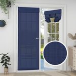 Easy-Going Linen Look French Door Curtains, Light Filgtering Privacy Window Door Curtain for Patio Glass Door Blind Tie Up Shade, 1 Panel, 26x68 inch, Navy Blue