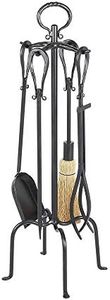 Minuteman International Loop 5-Piece Wrought Iron Fireplace Tool Set, Graphite