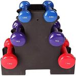 6-Piece Dumbbell Set with Pyramidal Rack Weight Strength Training Bodybuilding Weightlifting Tool Durable PVC for Home Gym Workout and Exercise