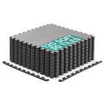 Yes4All EVA Interlocking Mats, Puzzle Floor Tiles, Foam Floor Padding with Border for Furniture, Home Space, Living Room, Garage - Black And Gray, 11.15 m2