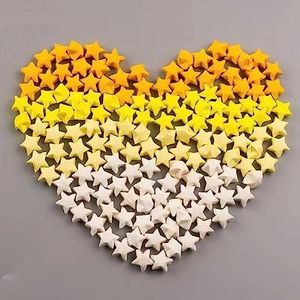 400PCS Premade Origami Lucky Paper Stars For Chirstmas New Year Eve Party Favor Anniversary Wedding Valentine’s Day Graduation Gift 3D Origami Wishing Stars For Classmates (Yellow Series)