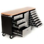 Seville Classics Ultra HD 12-Drawer Rolling Workbench With Hardwood Timber Top