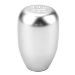 EVGATSAUTO Gear Shift Knob，5 Speed Manual Car Gear Shift Knob Shifter Lever Stick with 3 Adapters (8mm/10mm/12mm)(Silver)