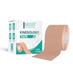 Aegon Waterproof Kinesiology Tape 5 Metres Breathable Athletic Sports Tape For Injury, Muscle Support, Pain Relief Bandage, Hand Leg Joint Support And Physiotherapy (Beige, 2.5 cm)