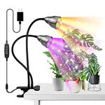 LED Grow Light for Indoor Plants,Full Spectrum Dual Head Desk Clip Plant Light for Seedling Blooming,Adjustable Gooseneck & Timer Setting 3H/9H/12H,3 Color Modes