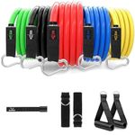 SLOVIC Resistance Tube for Men and Women(Set of Five = 5 to 45Kg) | Resistance Band Set & Exercise Bands for Workout | Resistance Band for Pull Up | Gym Equipment for Home Workout| Natural Rubber