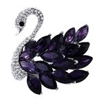 Mahi Sparkling Purple and White Crystals Swan-Shaped Brooch Clothing Accessories for Women (BP1101151RPur)