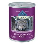 Blue Buffalo Wilderness High Protein Grain Free, Natural Adult Wet Dog Food, Beef & Chicken Grill 354G Cans (Pack Of 12)