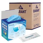 QUARANT Melt Blown - SMMS Fabric 3 Ply Disposable Face Mask with Nose Clip and Reusable Travel Pouch (Blue, Pack of 500) for Unisex