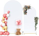 Neatsure Arch Backdrop Stand and Cover Set 2 Pack, 7.2FT, 6FT Metal Photo Balloon Arch Backdrop Stand for Wedding Birthday Party Baby Shower Ceremony Graduation Decoration, White