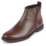 FAUSTO FST KI-103 BROWN-41 Men's Brown High Ankle Zipper Closure Fashion Trend Classic Work Boots (7 UK)