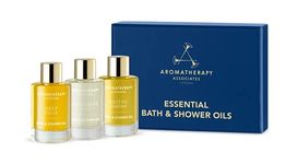 Aromatherapy Associates Essential Bath & Shower Oil Gift Collection (3 Count of 9ml) containing Deep Relax, De-Stress Mind and Revive Morning Bath and Shower Oils.