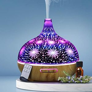 Devanti Aroma Diffuser Aromatherapy Ultrasonic 3D LED Glass Oil Firework 400ml