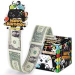 WERNNSAI Birthday Money Box for Cash Gift - Surprise Money Gaming Gift Box for Kids Family Friends with Pull Out Card and 50 Pcs Transparent Bags Black Gaming Money Box Fun Ways to Give Cash as A Gift