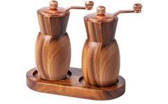 Stelalloy Pepper Grinder Pepper Mill - Salt and Pepper Grinder Set with Holder - Wood Salt and Pepper Shakers -Sea Salt Grinder Refillable-Manual Spice Grinder (4.5" Salt Grinder + 4.5" Pepper Mill)