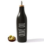 HOMCDALY Ceramic Olive Oil Dispenser Bottle, Black Oil Dispenser Bottle for Kitchen, Large Capacity 16.9oz Oil and Vinegar Bottles Dispenser Set, Oil Container, Kitchen Olive Oil Cruet(B-O)