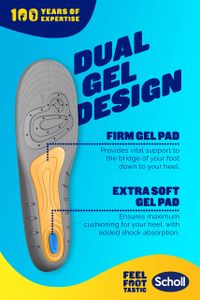 Scholl GelActiv Work Insoles for Men – Shock Absorption, UK 7-12, 1 Pair