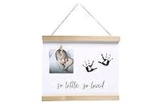 Pearhead So Little So Loved Baby Photo Frame, Handprint or Footprint Wall Art, Wooden Clip Baby Keepsake Frame, Gender-Neutral Nursery Decor