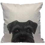 HGOD DESIGNS Cushion Cover Black Schnauzer Original Painting Dog Puppy,Throw Pillow Case Home Decorative for Men/Women Living Room Bedroom Sofa Chair 18X18 Inch Pillowcase 45X45cm