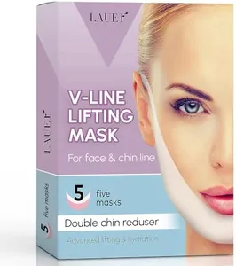 V Shaped Contouring Face Mask Line Shaping Lifting Belt Neck Reduction Jawline Lift Tape Enhancer Face Patch Firming Tightening Skin Chin Up Sculpting Collagen Mask Hyaluronic Acid Aloe Vera 5 pcs