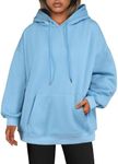 Zeagoo Womens Hooded Dress Fleece Pullover Hoodies Long Sleeve Solid Sweatshirts Fall Hoodies Light Blue XX-Large