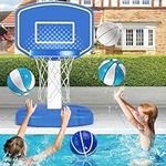 Pool Basketball Hoop Poolside Basketball Hoop for Swimming Pool | Pool Accessories for Inground Pools, Adjustable Height Basketball Hoop for Indoor Outdoor Play, Pool Toys Game for Kids and Adults