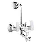 Specule Cube Brass 3-in-1 Wall Mixer with Provision for Overhead and Hand Shower and 190mm Long Bend Pipe | Bathroom Mixer |Bathroom Shower System (Chrome Finish)