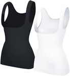 EUYZOU Women's Underbust Shapewear Tank Tops - Seamless Tummy Control Compression Camisole Tops Slimming Tank, Black&white 2pk, X-Large