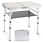 YYGDOBS Portable Folding Table 24"x16" - Aluminum Small Picnic Camping Table Lightweight Side Table for Indoor Outdoor Garden Van Truck RV(3 Adjustable Heights 10"/19"/24")