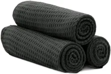 S&T INC. Microfiber Sweat Towel for Gym, Yoga Towel for Home Gym, Workout Towels for Gym Bag, 16 Inch x 27 Inch, Honeycomb Black, 3 Pack