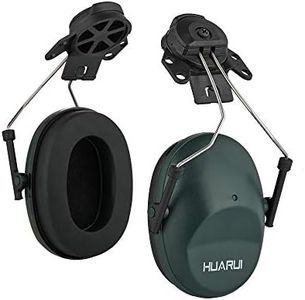 HUARUI Noise Cancelling Helmet Attachable Ear Muffs Blocking Sound Reduction Ear Protection for Construction Site, Adaptors (Dark Green)
