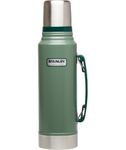Stanley Heritage Classic Vacuum Bottle with Handle 1.1 qt | Wide Mouth w/Leakproof Cup Lid | Keep Drinks Hot or Cold | Insulated Stainless Steel Thermal Bottle | BPA-Free | Hammertone Green