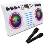Beatbox Karaoke Machine CDG/CD+G. Built in Disco Lights. Includes 240 Song Family Party Hits Pack & 2 Microphones (Wireless Microphones)