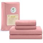 LANE LINEN 100% Organic Cotton Twin XL Sheets Set, 3-Piece Pure Organic Cotton Percale Sheets, Cotton Bedsheets, Ultra Soft Bedding Sheets, Breathable, Fits Mattress Upto 15" Deep - Rose Dawn