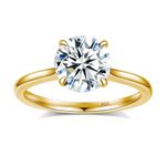 Elio Passero 1CT Round Moissanite Engagement Rings for Women,Women's Solitaire Engagement Moissanite Promise Rings 925 Sterling Silver with 18K Yellow Gold Plated,VVS1 Wedding Band Moissanite Ring Size 5