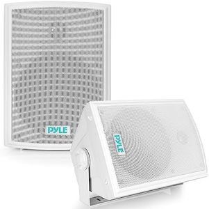 Pyle Home Pyle PDWR63 Dual Waterproof Outdoor Speaker System-6.5 Inch Pair of Weatherproof Wall or Ceiling Mounted White Speakers w/Heavy Duty Grill,Universal Mount-for Use in The Pool,Patio