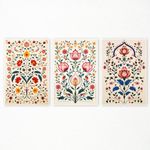 foefvpeft Flower Canvas Wall Art, 3 Piece 12x16in Indian Folk Art Prints, Indian Floral Painting Poster, Colorful Vintage Botanical Plant Pictures for Gallery Wall Artwork Living Room Unframed