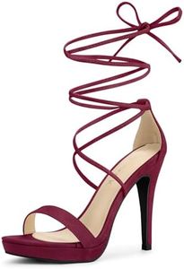 Allegra K Women's Platform Stiletto Heels Burgundy Lace Up Sandals - 8.5 M US