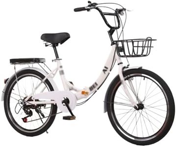 20" 22" 24" 26" Folding Bike - Adult with 7-Speed, High Carbon Steel Frame, Fold Up for City Commute, Foldable Rear Rack Front Basket