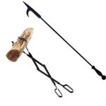 Rocky Mountain Goods Fire Poker and Tongs - Heavy Duty Pack of Long Fireplace Poker and Log Grabber Tongs - Outdoor/Indoor Reinforced Wrought Iron for Fireplace and Firepit