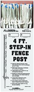 Zareba Fi-Shock Step-In Fence Post, 4', 50 White Posts, White