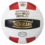 Tachikara SV5W Gold Competition Premium Leather Volleyball (Scarlet/White/Black)