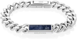 Tommy Hilfiger Men's Semi precious Sodalite 2790538 Link Bracelet, SILVER, One Size