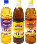 Rani Premium Oils Combo Set of 3 - Peanut Oil, Mustard Oil, Sesame Oil 33.8 Ounce (1 Liter) ~ Cold Pressed | 100% Natural | NON-GMO | Kosher | Vegan | Gluten Free