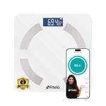 Fitelo Bluetooth Smart Scale, BMI Weight Machine for Body Weight with 18 Body Parameters, Body Fat Analyzer Machine with APP, LED Display & 2 Years Warranty (‎FIT PRO 2025-1) | White