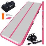 CHAMPIONPLUS 10ft 13ft 16ft 20ft Tumble Track Tumbling Mat Inflatable Gymnastics Air Mat 4/8 inches Thickness for Home Training Cheerleading Yoga with Electric Air Pump