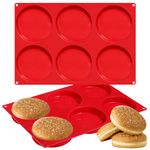 webake Brioche Burger Buns Silicone Baking Mould 6 Cavity 10 cm Yorkshire Pudding Tray Large Disc Cake Mold Resin Coaster Moulds, 33 x 22,2 x 2 cm, Pack of 2