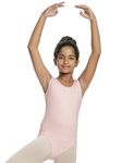 IKAANYA Girls Tank Scoop Neck Leotard or Bodysuit - Ideal for Ballet, Dance, Gymnastics, Yoga, Performance (Ages 3-15) (Ballet Pink, 6 Years-7 Years)