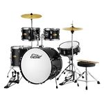 Eastar 22 inch Full Fize Adult Teen Drum Set 5 Piece with Cymbals Stands Stool and Sticks, Mirror Black