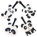 Travel Luggage Tags, Emoji Panda Suitcase Travel ID Label Tags Holders, PVC Identifier for Backpack (4PC-Panda)